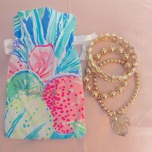 Lily Pulitzer Gold Bracelets and Bag